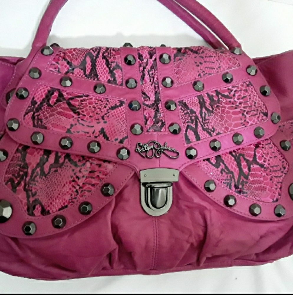 Vintage Betsey Johnson Pink Studded Snake Bag